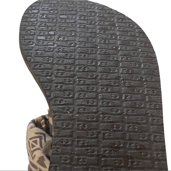 Sanuk Sandals Yoga Sling 2 Brown Aztec Tribal Print Yoga Mat Stretch Comfort - Picture 9 of 10